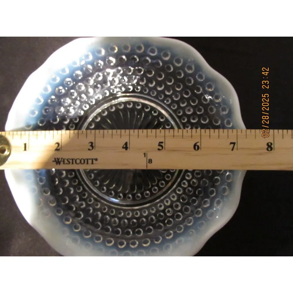 Vintage moonstone hobnail white opalescent divided dish bowl relish dips